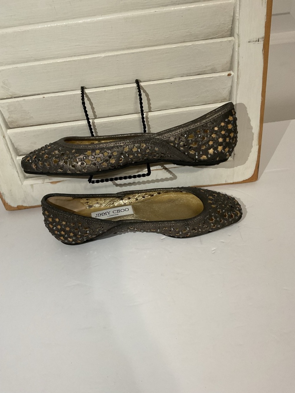 Jimmy Choo Black Laser-Cut Ballet Flats Size 36 - Picture 5 of 7